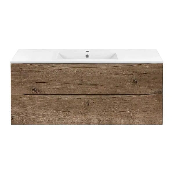 Тумба под керамическую раковину Mia 1200 подвесная, 2 выкатных ящика soft close, V.Oak