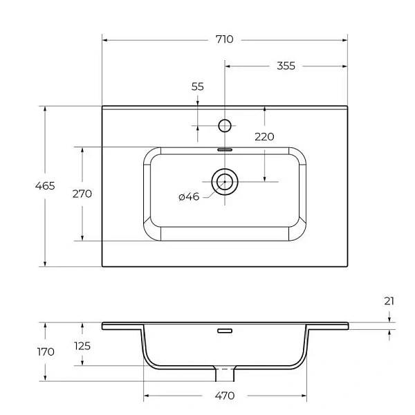 Керамическая раковина BelBagno BB700ETL, 71 см