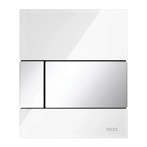 Стеклянная кнопка смыва Tece TECEsquare 9242802 стекло белое, клавиша хром