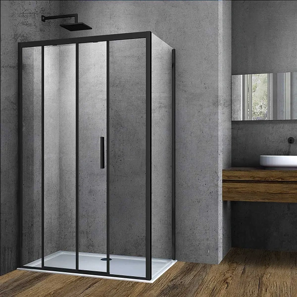 Душевой уголок Vincea Soft VSR-3SO9014CLB, 1400*900, черный, стекло прозрачное