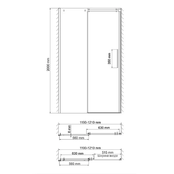 Душевая дверь WasserKRAFT Alme 120х200 см 15R05