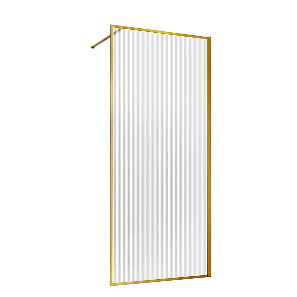 Душевая перегородка Vincea Walk-In VSW-1HP100FLBG, 1000*2000, брашированное золото, стекло рифленое
