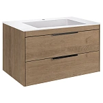Тумба под раковину Vincea Chiara 2D 800 подвесная, 2 выкатных ящика soft-close, N.Oak