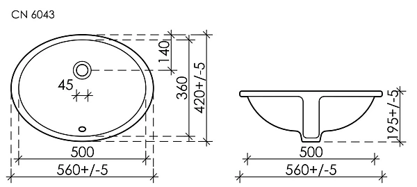 Интегрированная раковина Ceramica Nova Element CN6043, 56 см