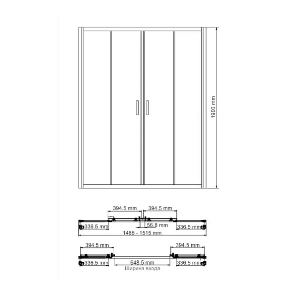Душевая дверь WasserKRAFT Lippe 150х190 см 45S08