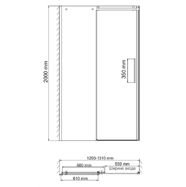 Душевая дверь WasserKRAFT Alme 130х200 см 15R30