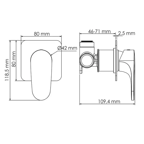 Встраиваемый смеситель для душа WasserKRAFT Weiba 3151
