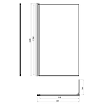 Стеклянная шторка для ванны Damixa Skyline 80х140 см, DX35WBS-D7W1-150MT