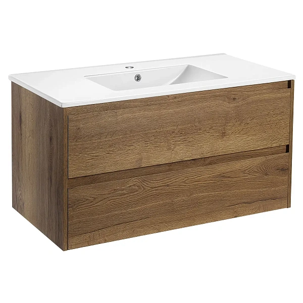 Тумба под раковину Vincea Gio 100 подвесная, 2 выкатных ящика soft-close, T.Oak