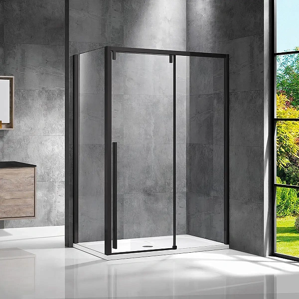 Душевой уголок Vincea Lugano VSR-1L8015CLB-1, 1500*800, черный, стекло прозрачное