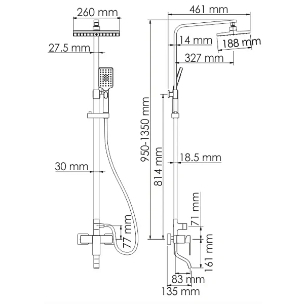 Душевая система WasserKRAFT A16501