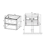 Тумба под раковину Vincea Paola 600 подвесная, 2 выкатных ящика soft close, Beton