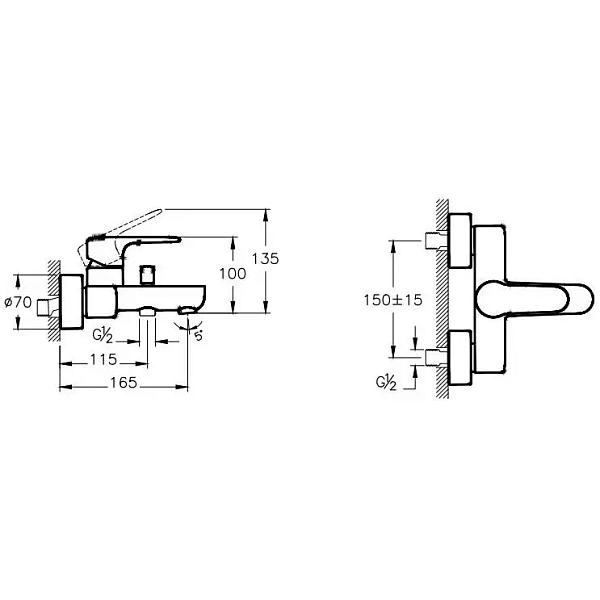 Смеситель для ванны VITRA Root Round A42725EXP