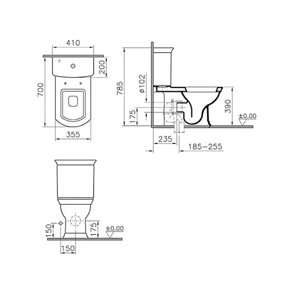 Унитаз-компакт VITRA Serenada 9722B003-7205 с микролифтом и функцией биде
