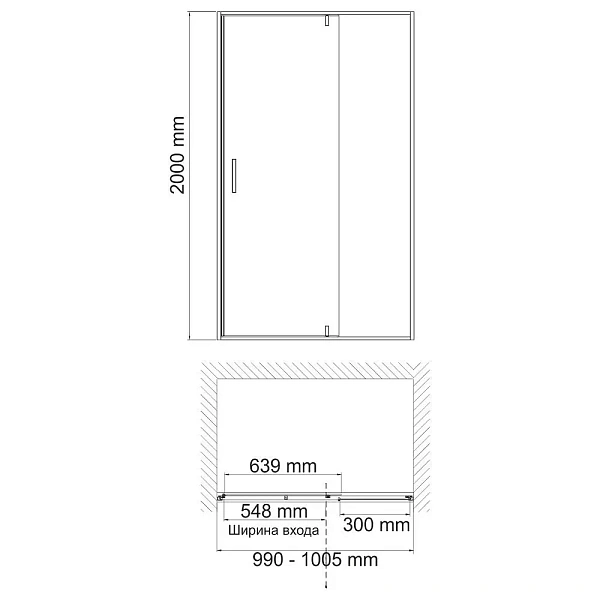 Душевая дверь WasserKRAFT Elbe 100x200 см 74P12