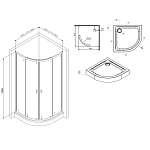 W88E-205-080MT X-Joy Twin Slide,  Душевое ограждение c поддоном, 80x80