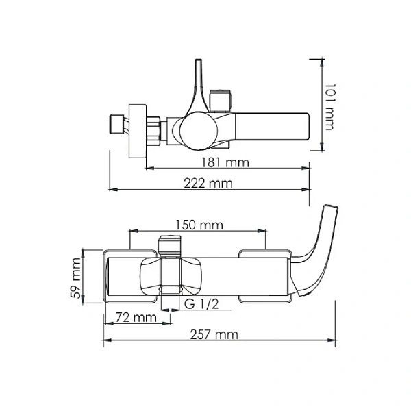 Смеситель для ванны WasserKRAFT Sauer 7101 с душем