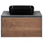Тумба под накладную раковину Mesa 800 подвесная, 1 выкатной/1 скрытый ящик soft close, T.Oak + Beton
