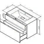 M50AFHX1003EGM Inspire V2.0, База под раковину, подвесная, 100 см, 3 ящика, push-to-open, элегантный