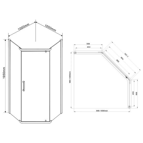 Душевой уголок Vincea Stresa VSP-1S100CL, 1000*1000, хром, стекло прозрачное