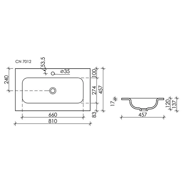 Мебельная раковина Ceramica Nova Element CN7012, 81 см