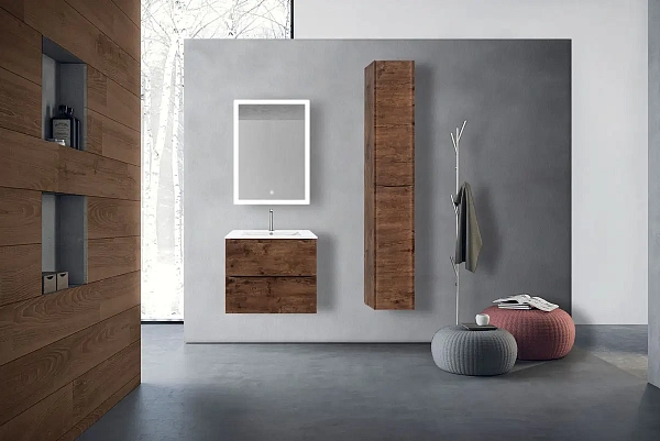 Тумба под керамическую раковину Mia 600 подвесная, 2 выкатных ящика soft close, R.Wood