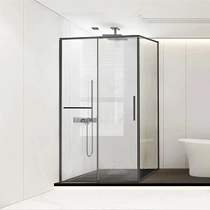Душевой уголок Vincea Slim Soft VSR-1SS9015CLGM, 1500*900, вороненая сталь, стекло прозрачное