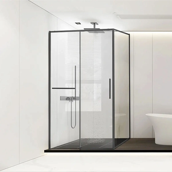 Душевой уголок Vincea Slim Soft VSR-1SS9015CLGM, 1500*900, вороненая сталь, стекло прозрачное