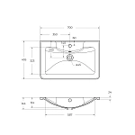 Раковина из литьевого мрамора BelBagno BB700/455-LV-MR-ALR, 70 см