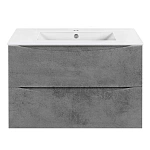 Тумба под керамическую раковину Mia Slim 800 подвесная, 2 выкатных ящика soft close, Beton