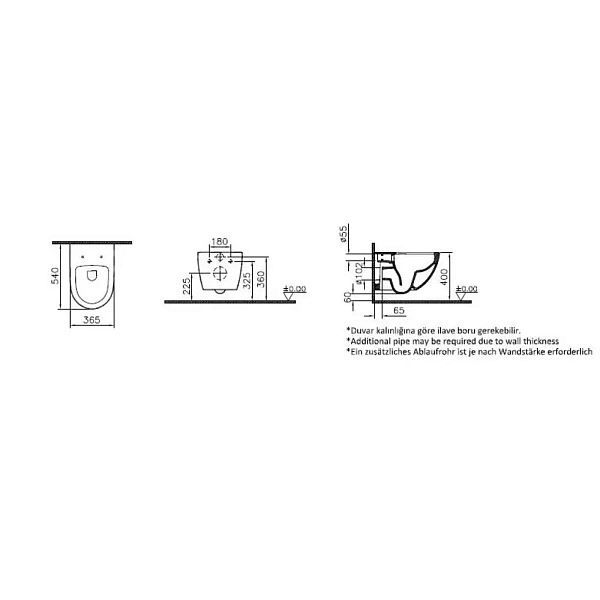 Унитаз подвесной VITRA Sento 7748B003-0075 безободковый