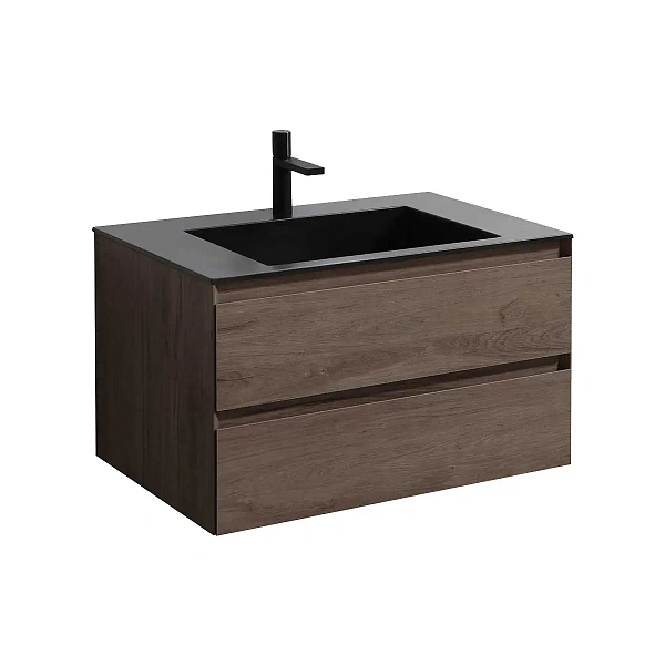 Тумба под раковину Vincea Luka 800 подвесная, 2 выкатных ящика soft-close, R.Oak