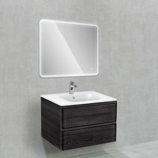 Тумба под раковину Vincea Vico 800 подвесная, 2 выкатных ящика soft close, Carbone