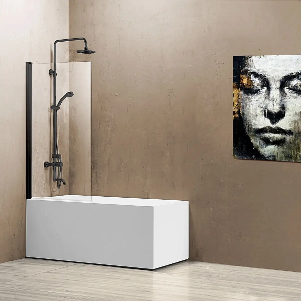 Душевая шторка на ванну Vincea VSB-11800CLB, 800*1400, черный, стекло прозрачное