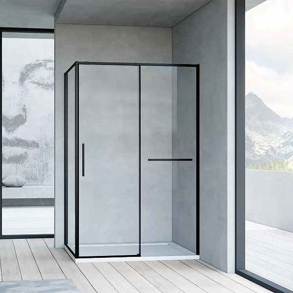 Душевой уголок Vincea Slim Soft VSR-1SS1012CLB, 1200*1000, черный, стекло прозрачное