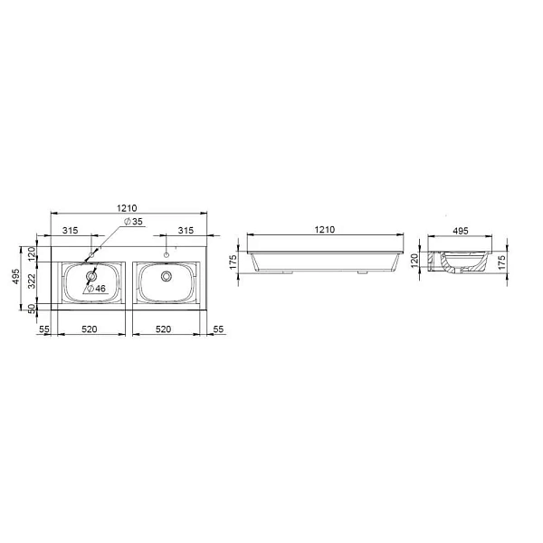 M70AWCD1202WG Spirit V2.0, Раковина мебельная, керамическая, 120 см, встроенная, цвет: белый, глянец