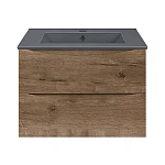 Тумба под керамическую раковину Mia 600 подвесная, 2 выкатных ящика soft close, V.Oak