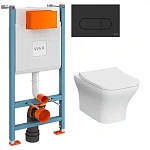 Система инсталляции для унитазов VITRA V-Fix Core 800-1874 с кнопкой смыва + унитаз подвесной VITRA Zentrum 7484B003-0075 безободковый