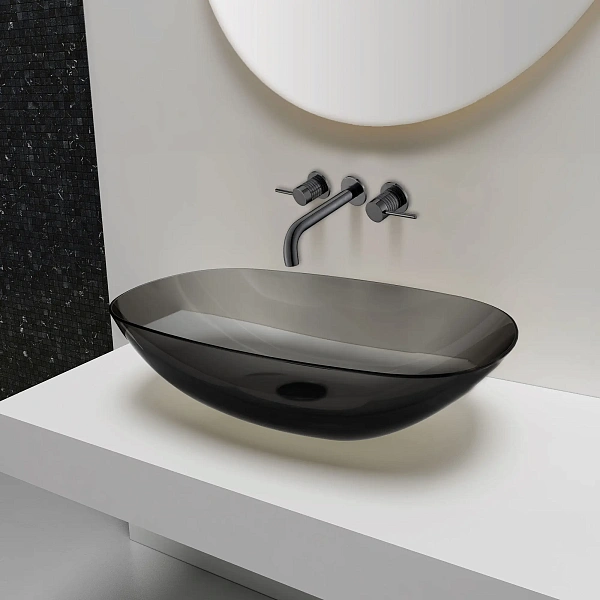 Смеситель для раковины Vincea Groove VBFW-4G1GM встраиваемый, вороненая сталь