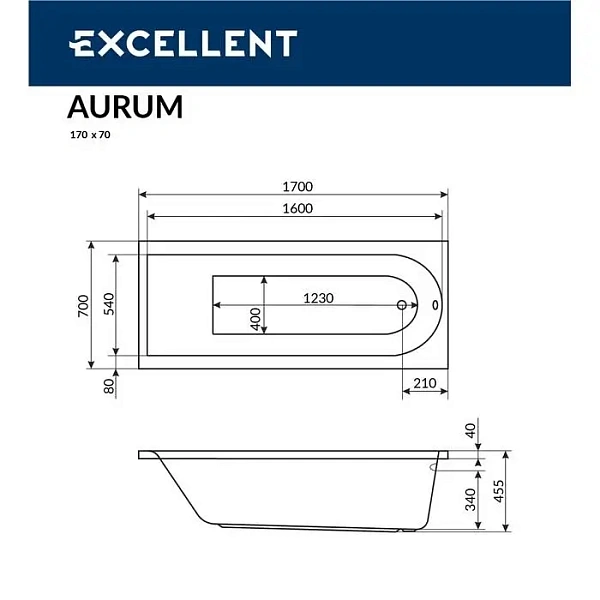 Акриловая ванна Actima Aurum 170x70 WAAC.AUR17WH