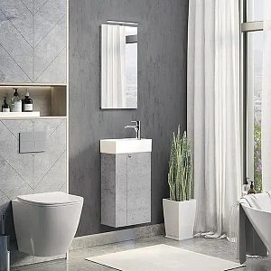 Подвесная тумба с раковиной Comforty Асти 40 бетон светлый 00-00013669CF