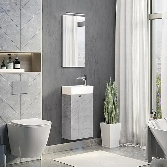 Подвесная тумба с раковиной Comforty Асти 40 бетон светлый 00-00013669CF