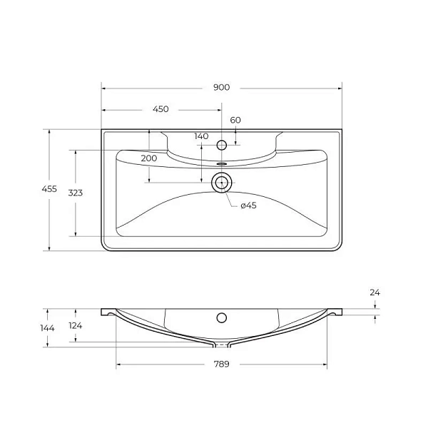 Раковина из литьевого мрамора BelBagno BB900/455-LV-MR-ALR, 90 см