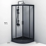 W90G-401-090BT Душевое ограждение Gem 1/4 Rond 90x90 стекло прозрачное, профиль черный матовый, без