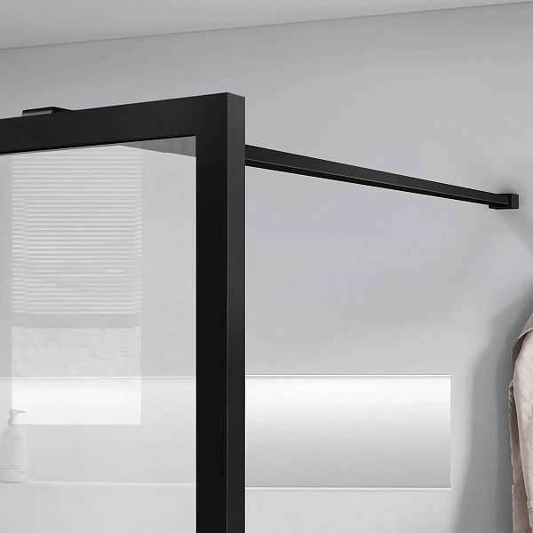 Душевая перегородка Vincea Walk-In VSW-1HC100CFB, 1000*2000, черный, стекло прозрачное/рифленое