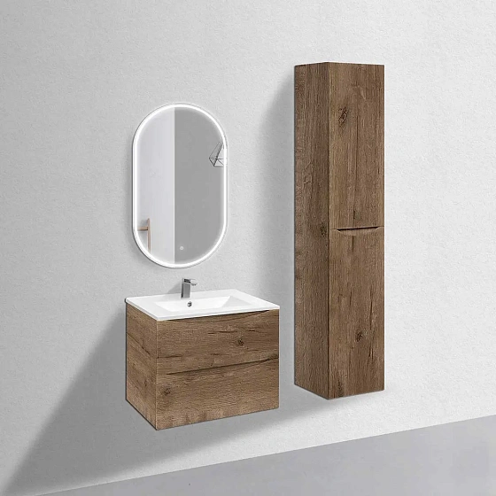 Тумба под керамическую раковину Mia 700 подвесная, 2 выкатных ящика soft close, V.Oak