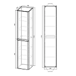 Шкаф-пенал Vincea Vico VSC-2V170BT подвесной, 1700*350*350, Beton