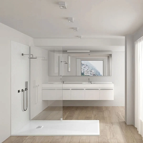 Поддон для душа из искусственного камня Vincea VST-4SR1010W, 1000*1000*25, белый матовый