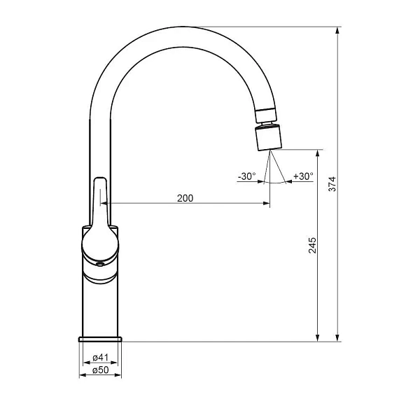 DX310722300 Eclipse, смеситель для кухни с двухрежимным регулируемым аэратором, черный