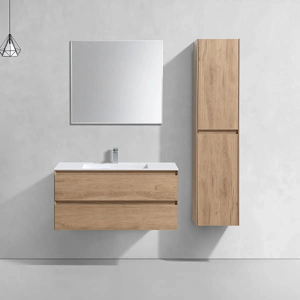 Тумба под раковину Vincea Luka 1000 подвесная, 2 выкатных ящика soft-close, N.Oak